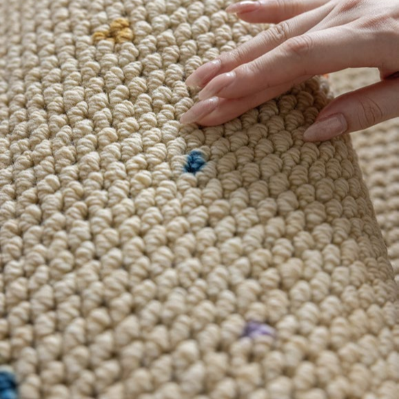 Woola Kids Stars Khaki Wool Textured Rugs