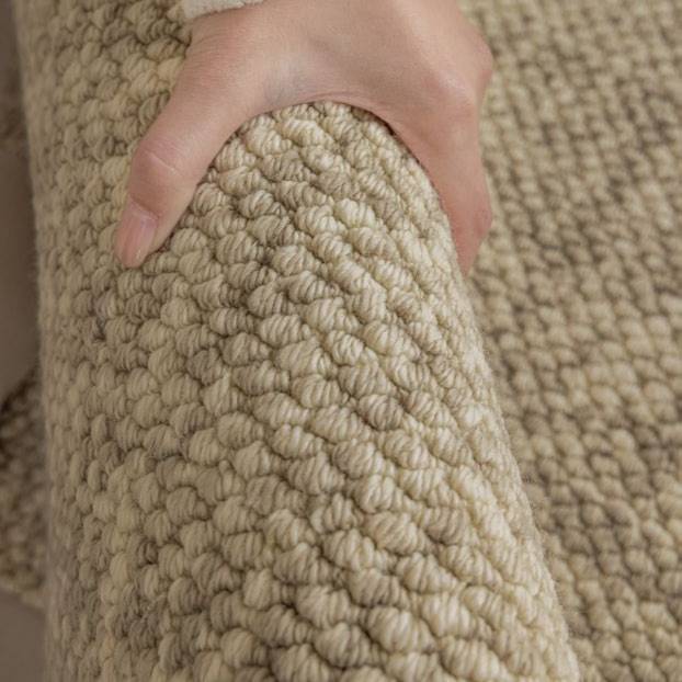 Woola Modern Premium Khaki Wool Textured Rugs
