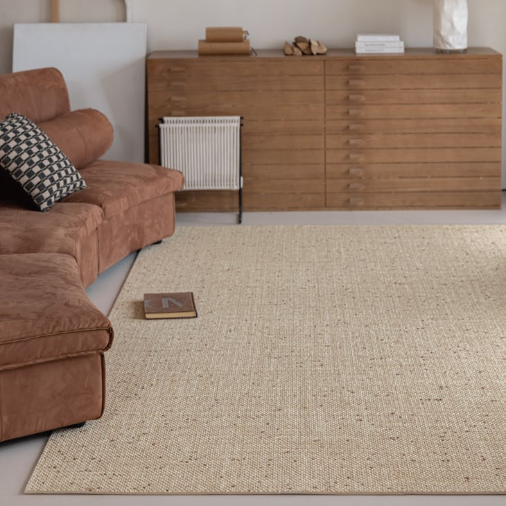 Woola Farmhouse Minimalist Warm Amber Wool Textured Rugs