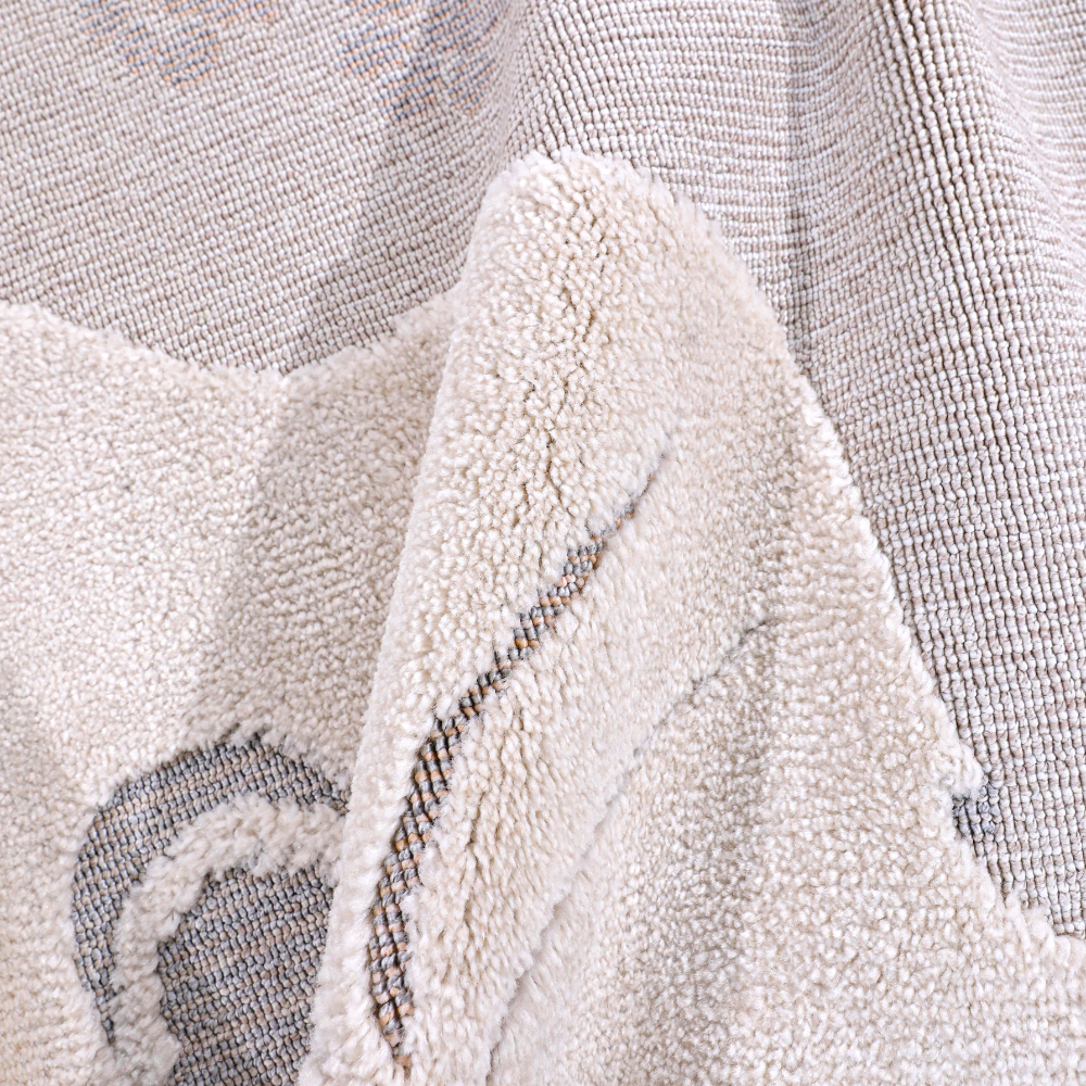 Gentle Illusions Cat Woven Rug close-up highlighting soft texture and playful design.