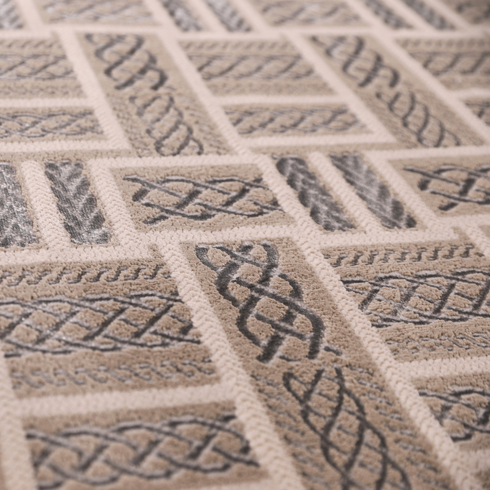 Beige checkered textured rug for modern home decor