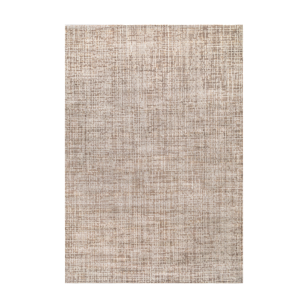 Ariel Checkered Textured Rug in beige, perfect for modern home decor.