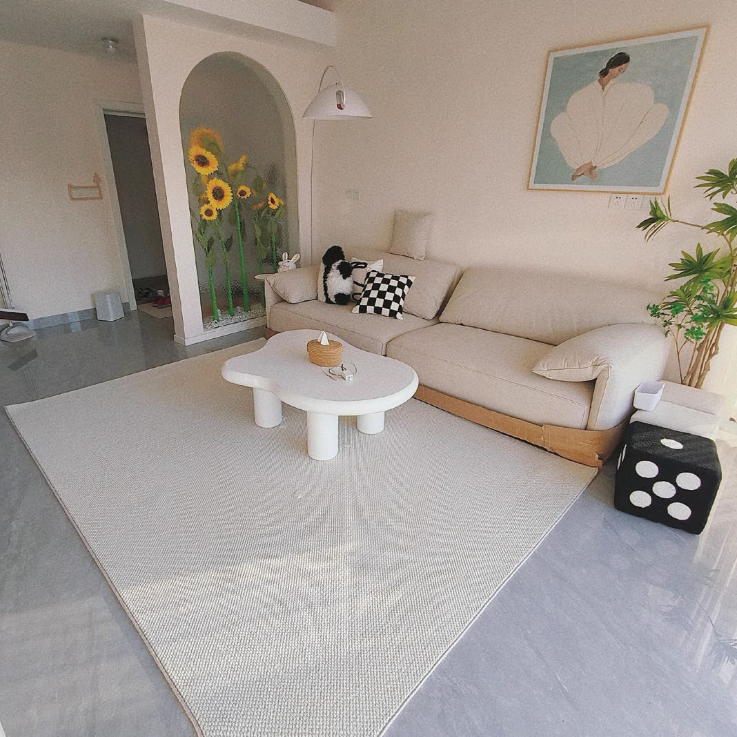 Woola Modern Minimalist White Wool Textured Rugs