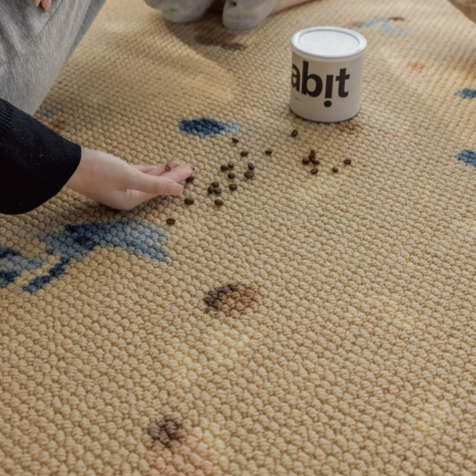 Woola Farmhouse Flower Khaki Wool Textured Rugs