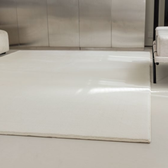 Woola Modern Minimalist White Shaggy Textured Rugs