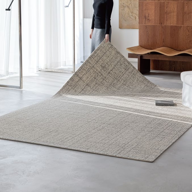 Woola Modern Minimalist Gravel Grey Wool Textured Rugs
