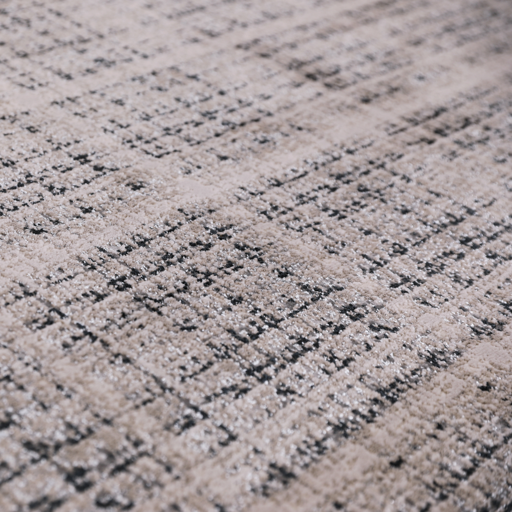 Textured ridge checkered rug in neutral tones for modern home decor.