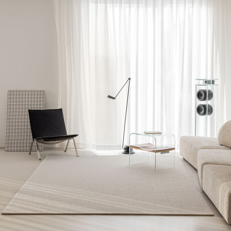 Woola Modern Minimalist Light Grey Wool Textured Rugs
